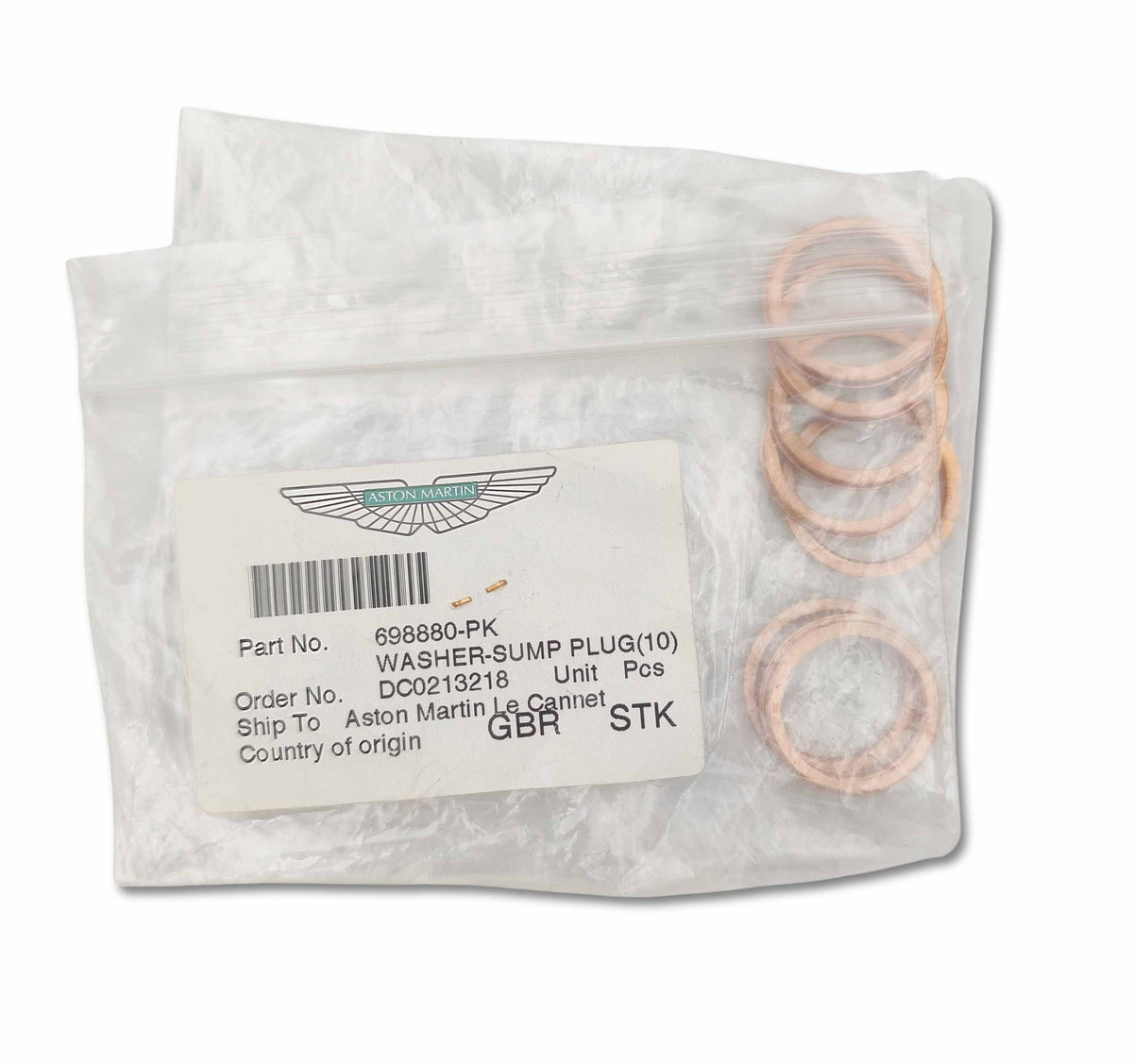 Aston martin set 10 rondelle tappo coppa olio oem 698880 pk