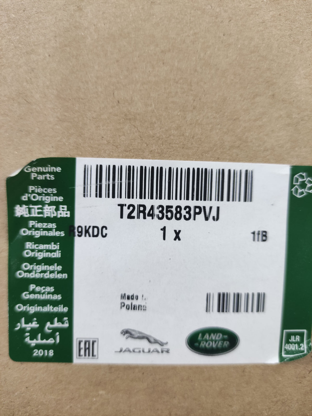 Jaguar fodera schienale oem t2r43583pvj