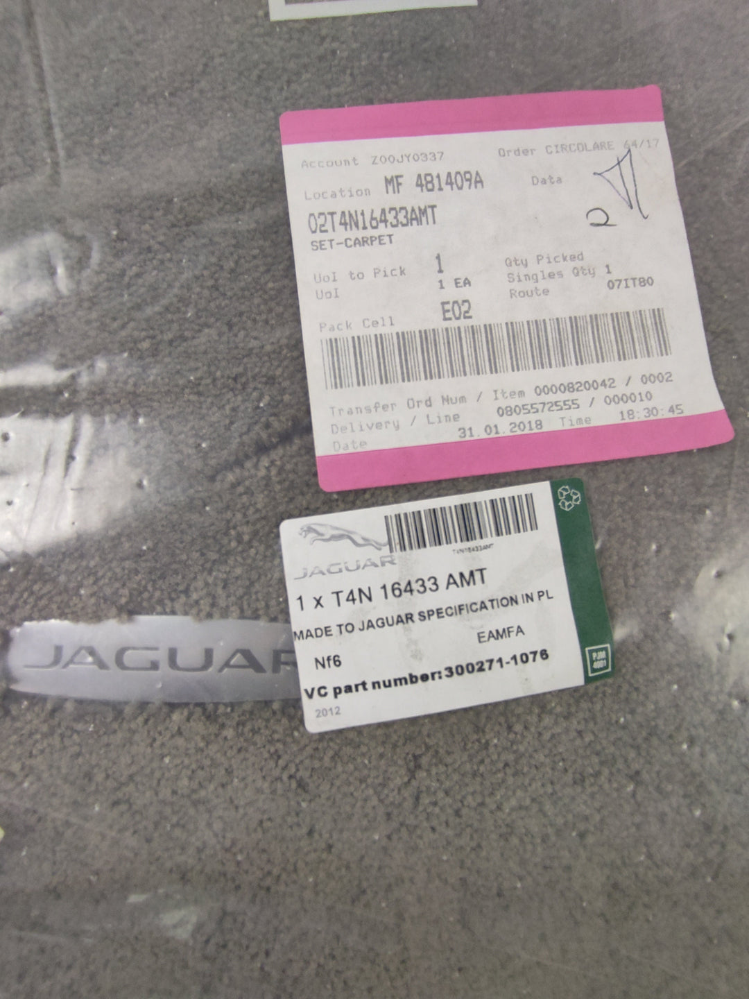 JAGUAR Serie de Tappetini OEM T4N16433AMT