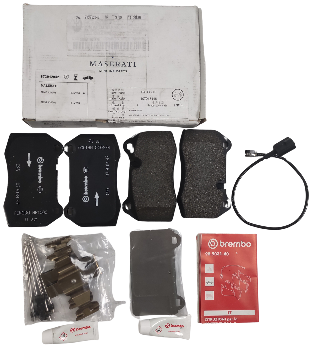 Maserati originale set pastiglie freno anteriori oem 673012042