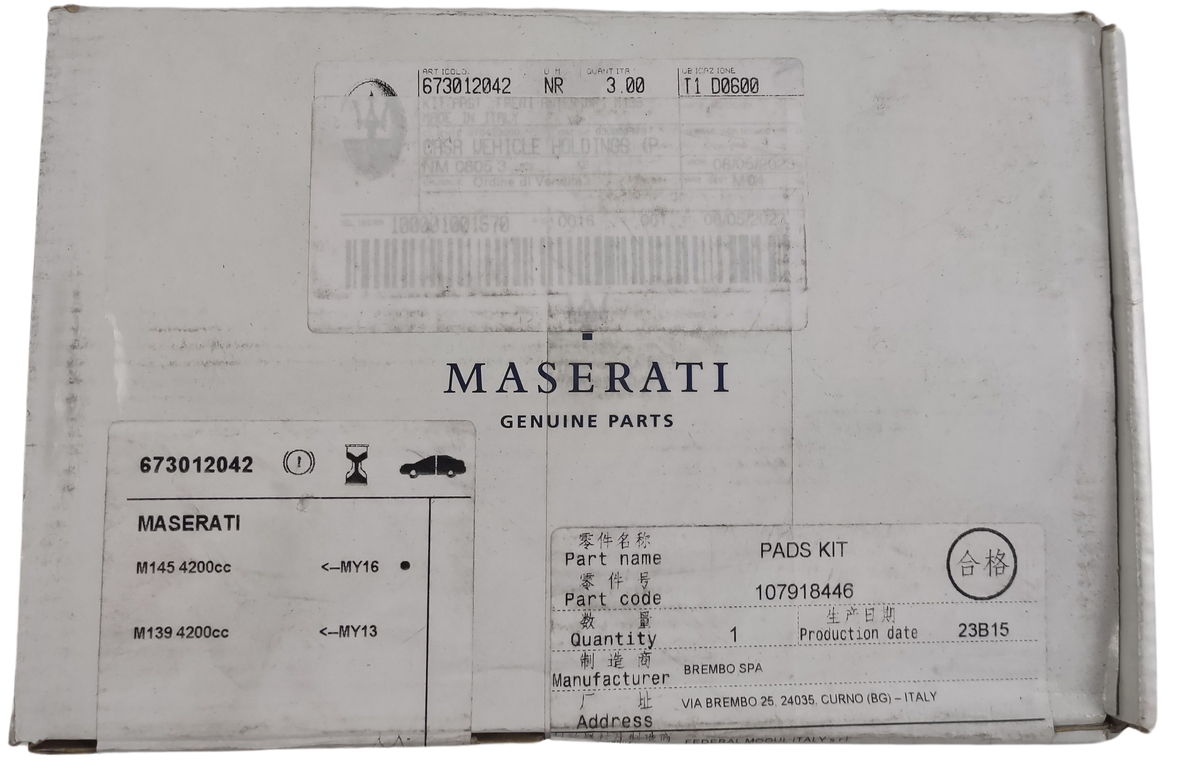 Maserati originale set pastiglie freno anteriori oem 673012042