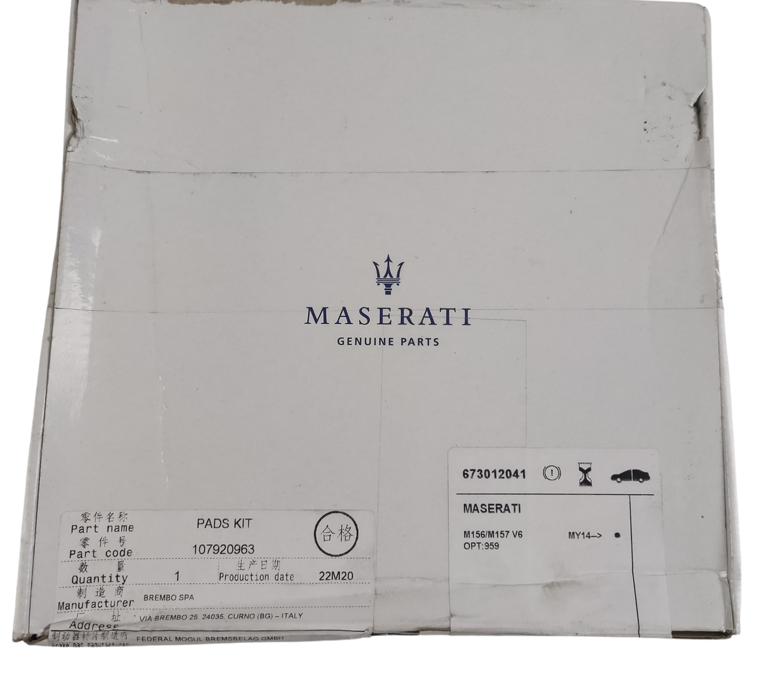 MASERATI Originale Pastiglie Freno anteriore OEM 673012041