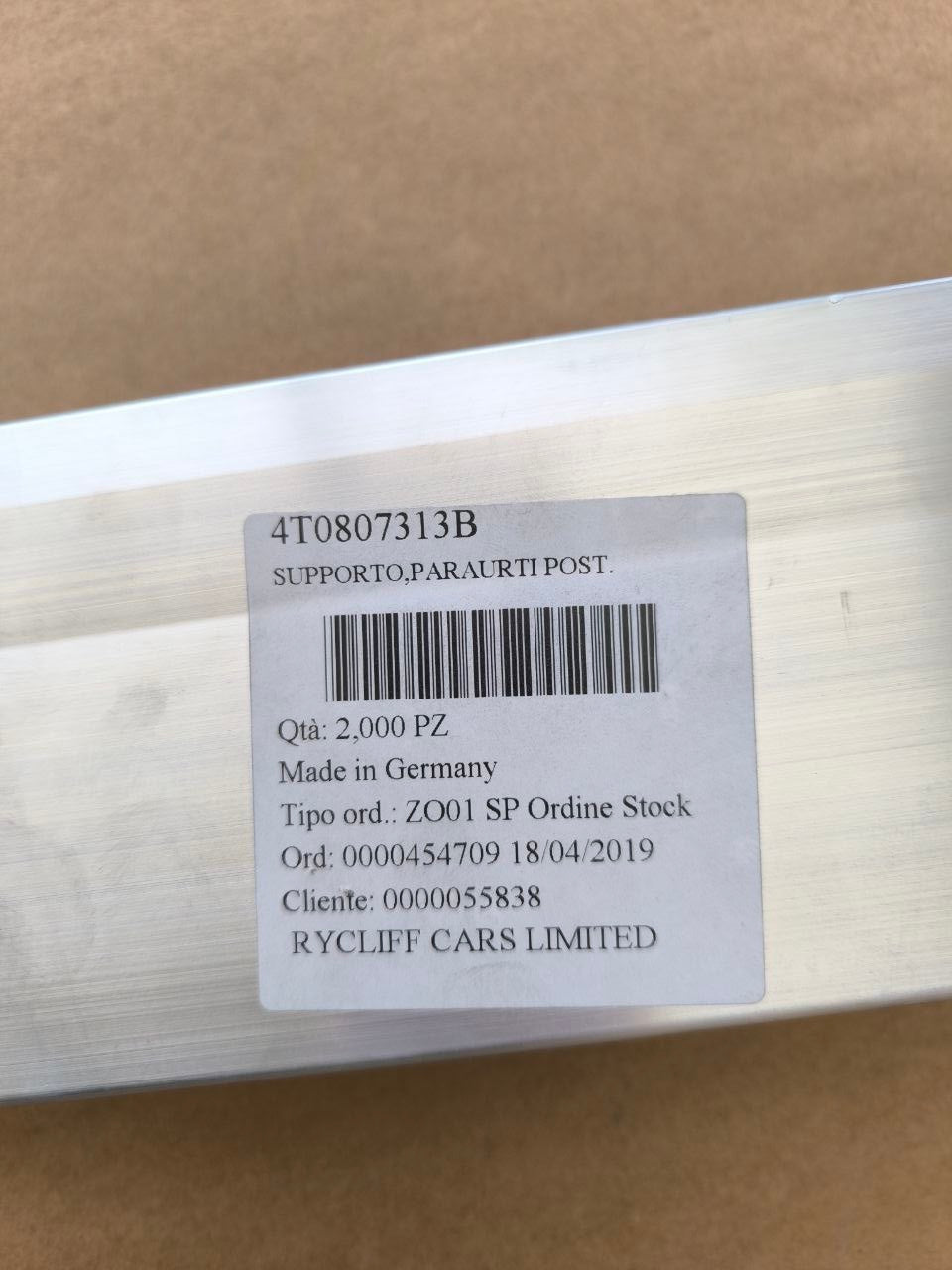 LAMBORGHINI Huracan Barra Paraurti OEM 4T0807313B