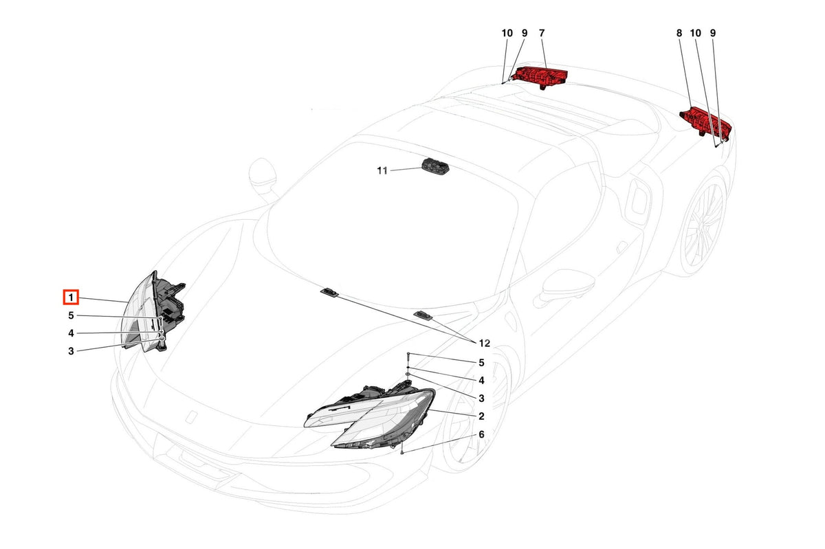 Ferrari fanale originale proiettore anteriore destro oem 812845