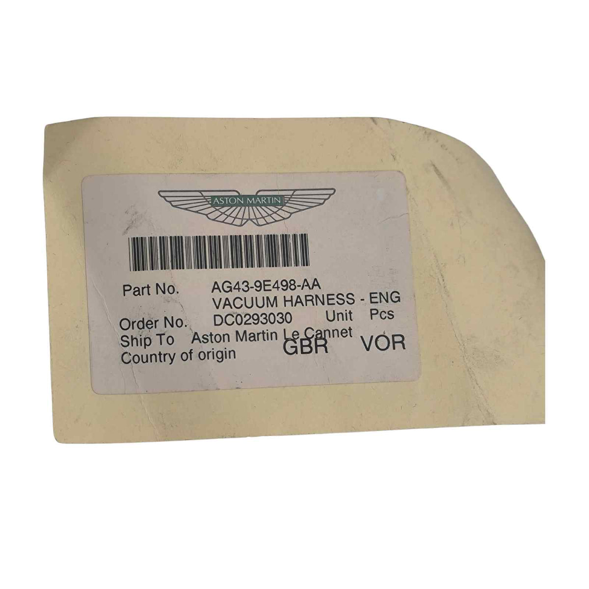 Aston martin cablaggio vuoto motore db9 oem ag43 9e498 aa