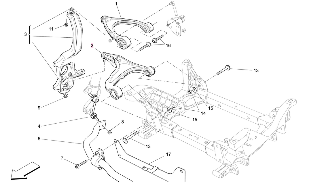 Maserati Levante M161 Braccio Oscillante Inferiore SX Originale OEM 670213730