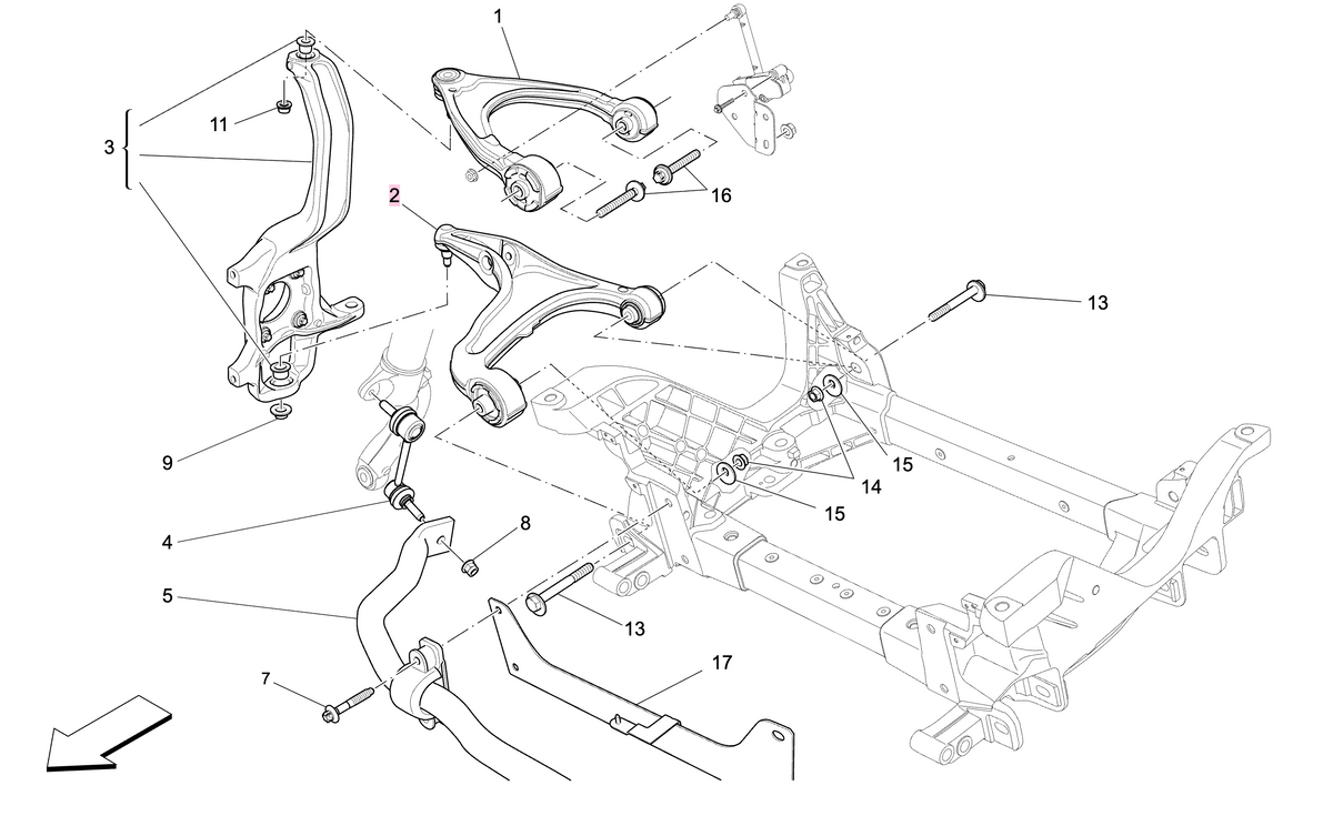 Maserati levante m161 braccio oscillante inferiore sx originale oem 670213730