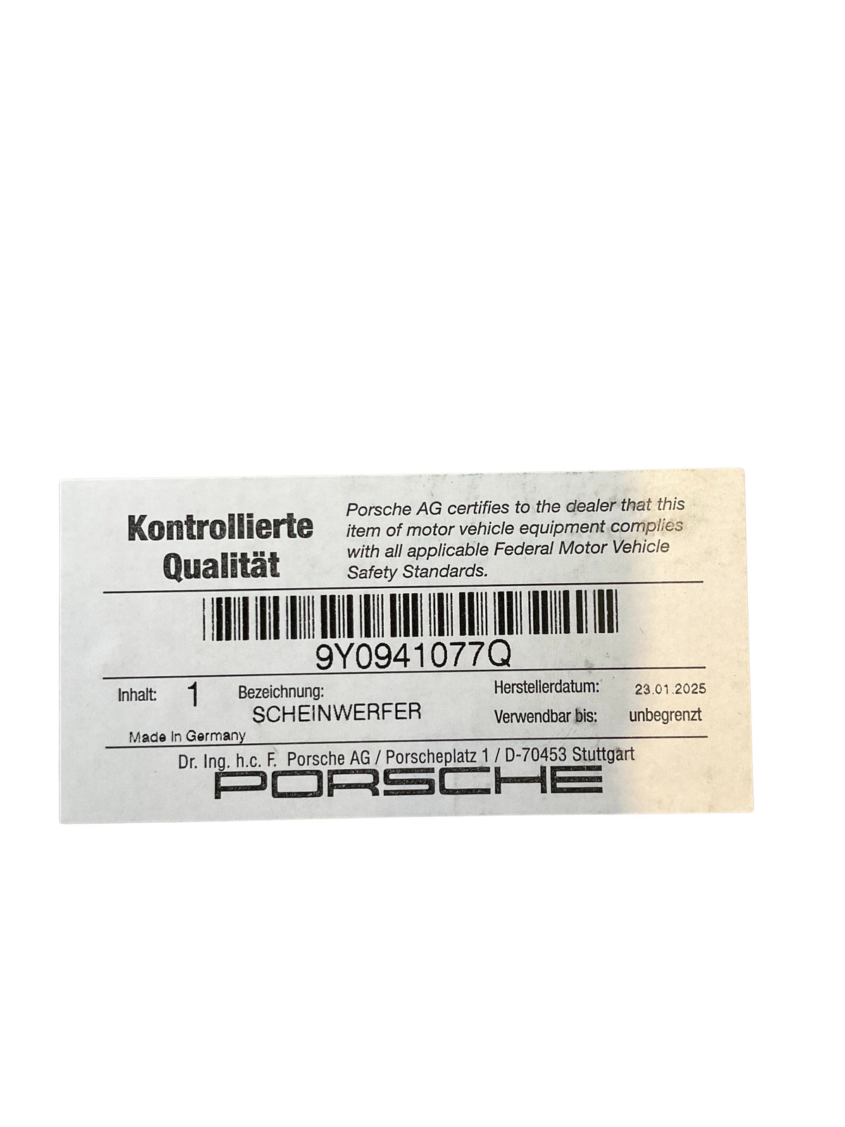 Porsche cayenne faro anteriore led sinistro oem 9y0941077q dal 2018