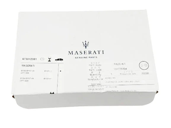 Scatola ricambi auto originali maserati, kit pastiglie freno, ricambi auto genuine parts