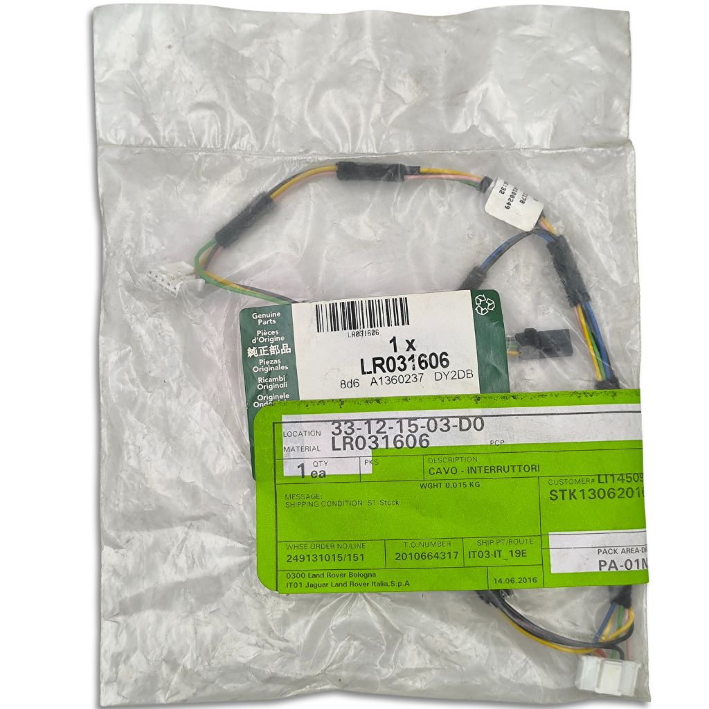 Cavo volante land rover oem lr031606 con etichetta, componente originale per veicoli land rover