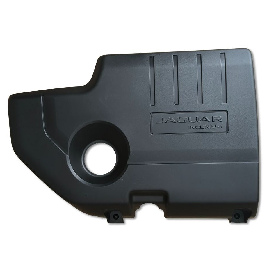 Copertura motore originale Land Rover Jaguar J9C5392, componente OEM per veicoli Land Rover, in colore nero con logo Jaguar.