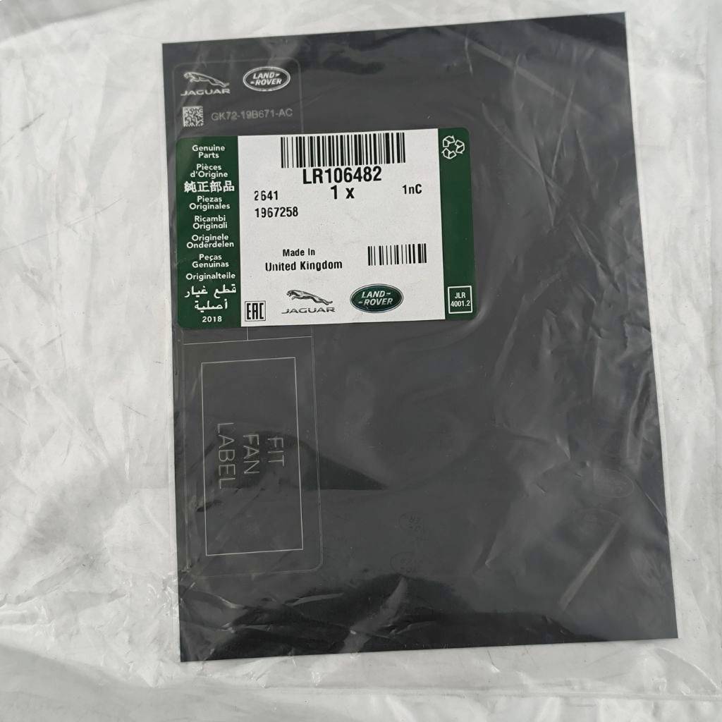 Etichetta aria condizionata originale Land Rover LR106482 per veicoli Land Rover, componente OEM, dettaglio visibile in immagine