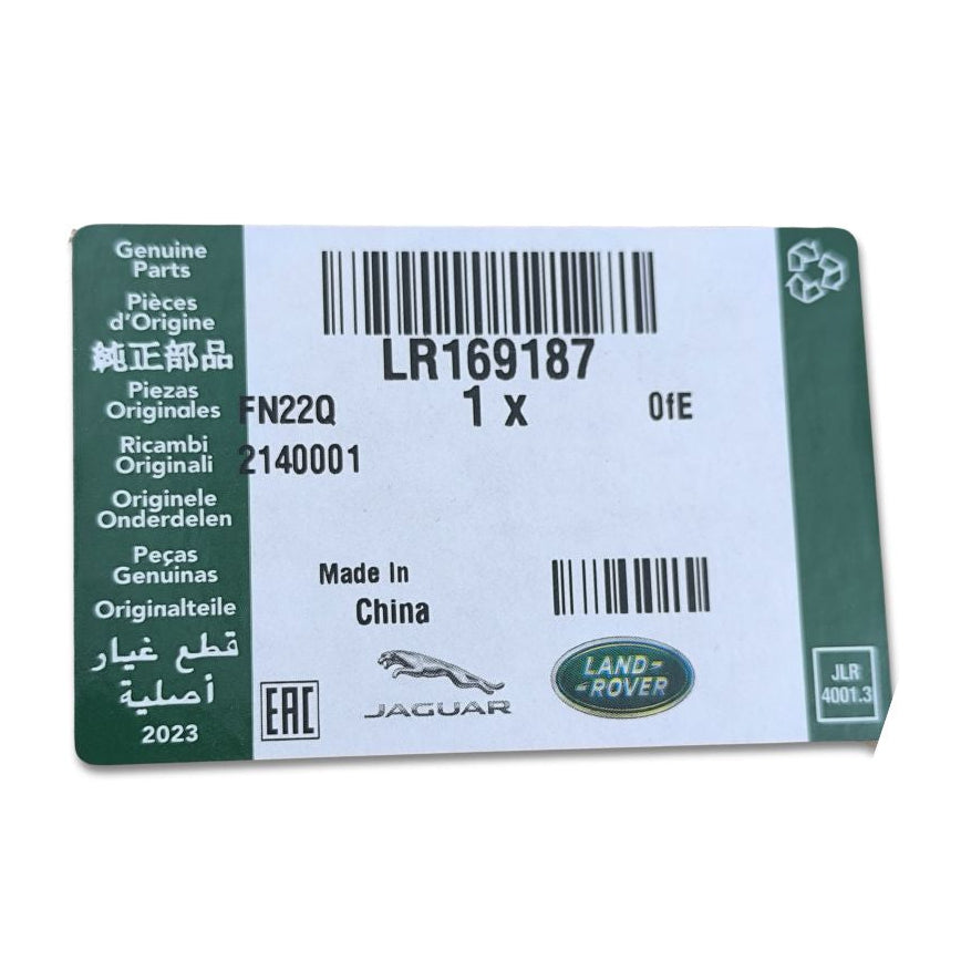 Etichetta di finitura porta Land Rover OEM LR169187, componente originale per veicoli Land Rover.