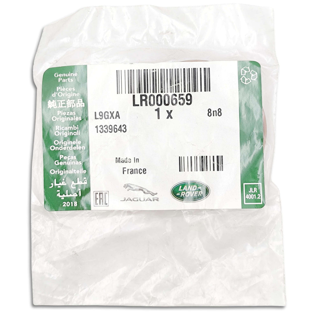 Guarnizione Albero a Camme Land Rover OEM LR000659, componente originale per motore, visibile in questa immagine.