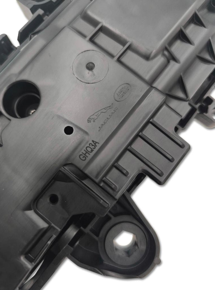 Maniglia esterna della porta land rover oem 535123460, componente auto con logo land rover visibile in dettaglio