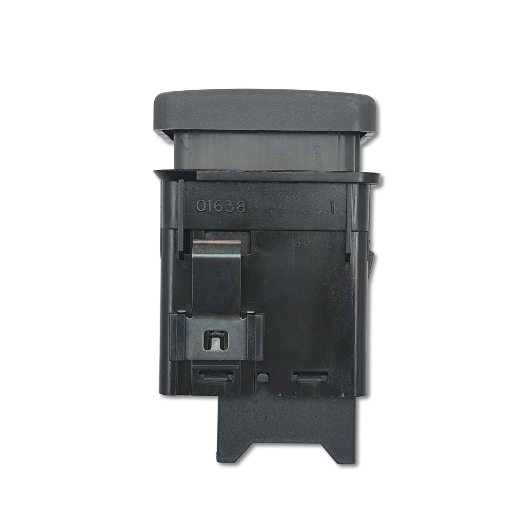Rear view of Land Rover hazard light switch YUG000180LNF, black plastic housing