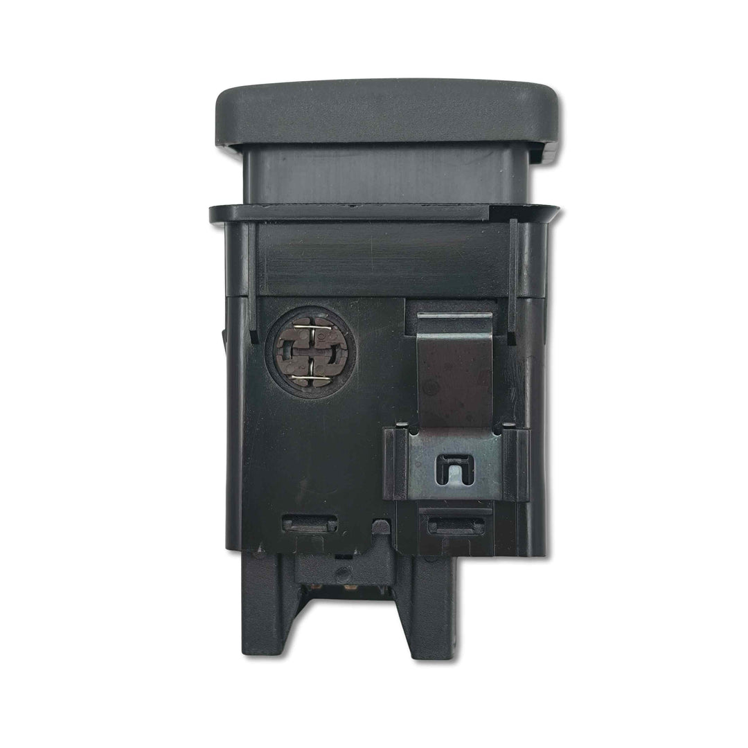 Rear view of Land Rover emergency hazard light switch replacement auto part, black plastic housing.