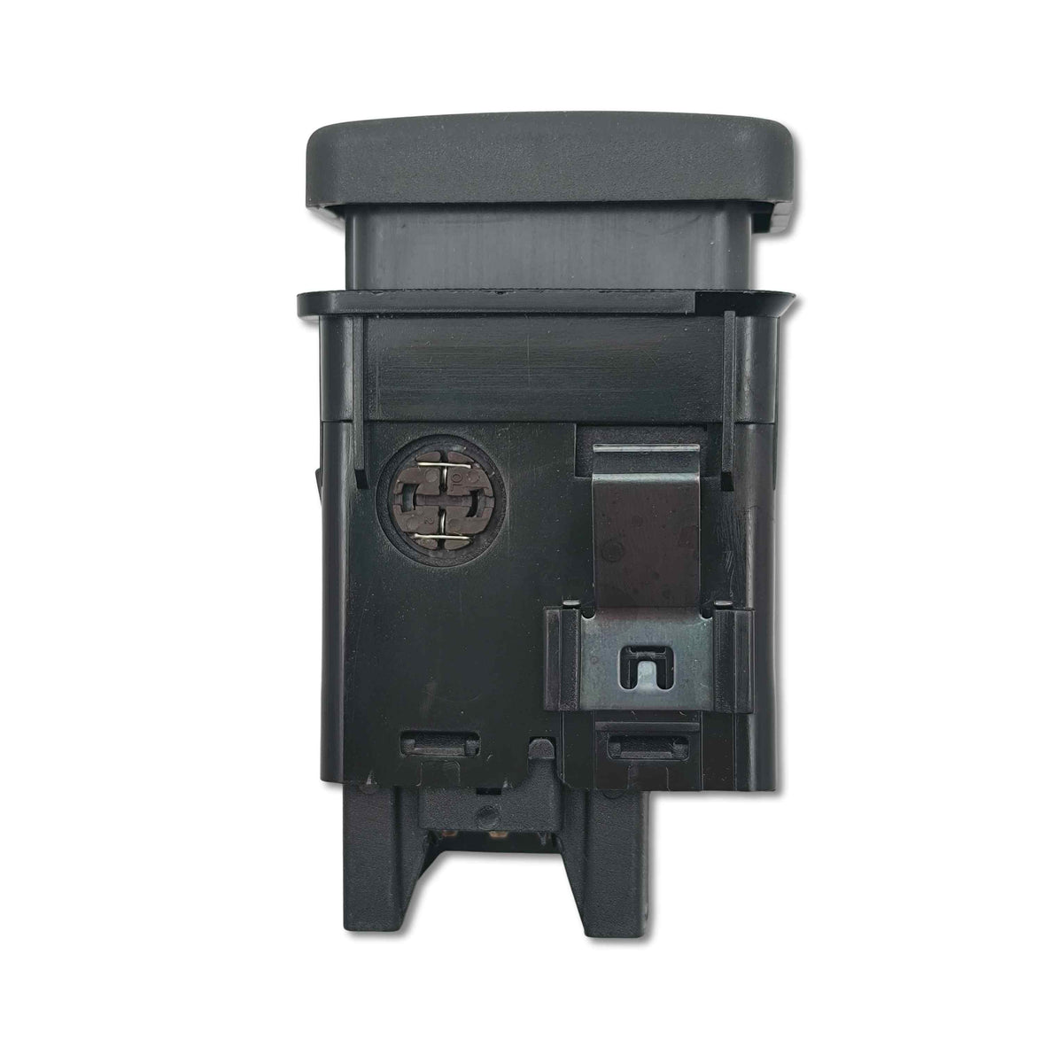 Rear view of land rover emergency hazard light switch replacement auto part, black plastic housing