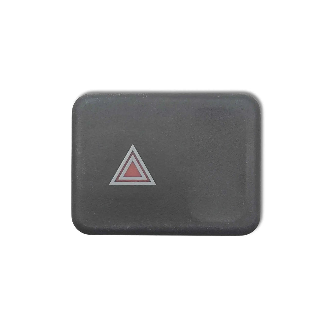 Land Rover hazard warning light switch button with red triangle on black plastic