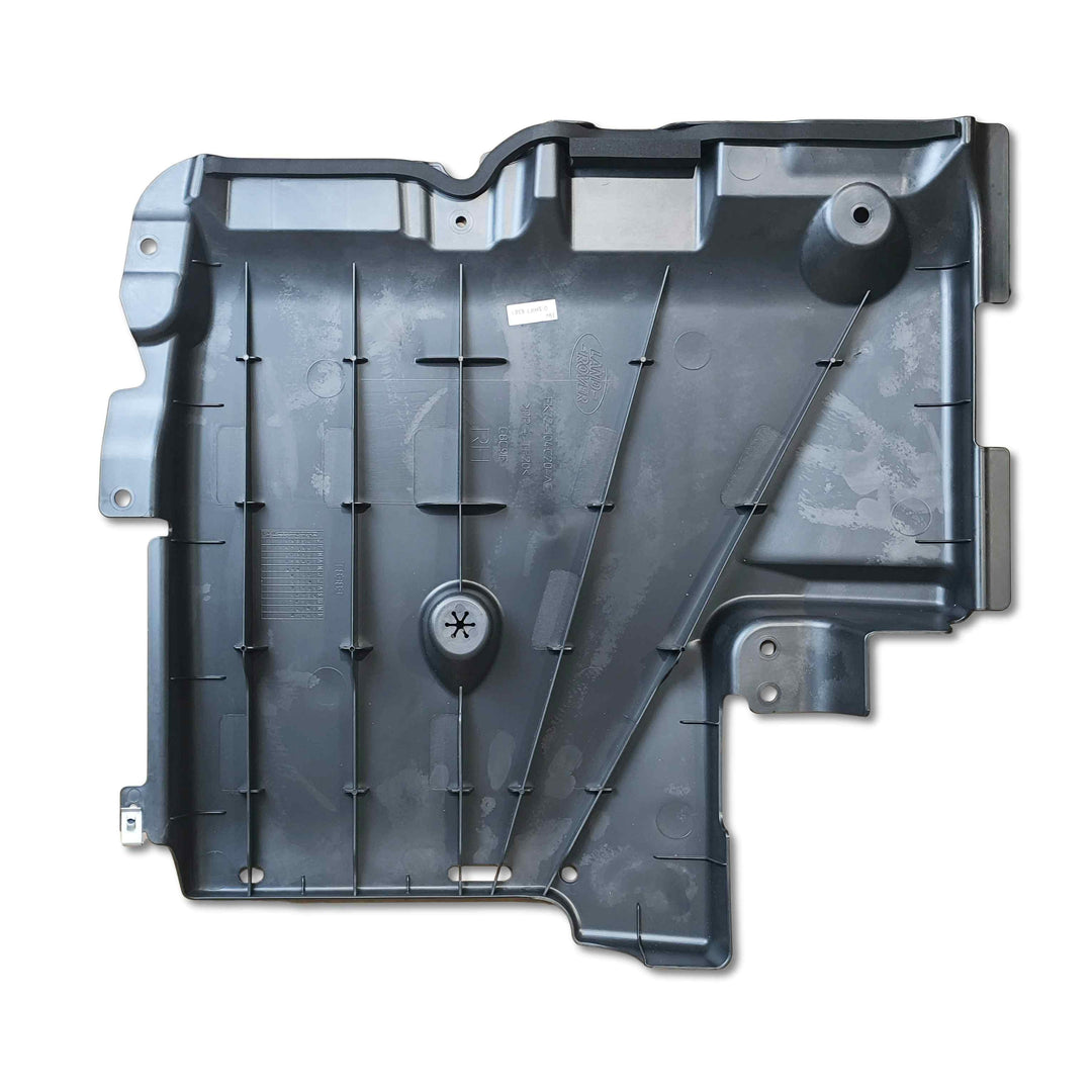 Componente Land Rover Scudo termico pavimento destro, originale OEM LR093614, parte posteriore del veicolo.