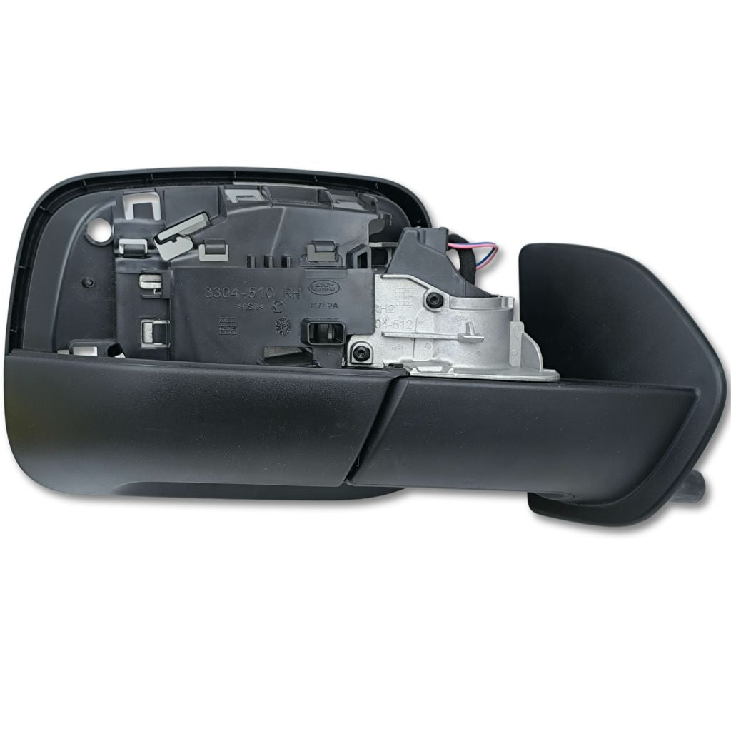Specchietto retrovisore esterno destro Land Rover OEM LR042655, vista frontale, componente di ricambio originale.
