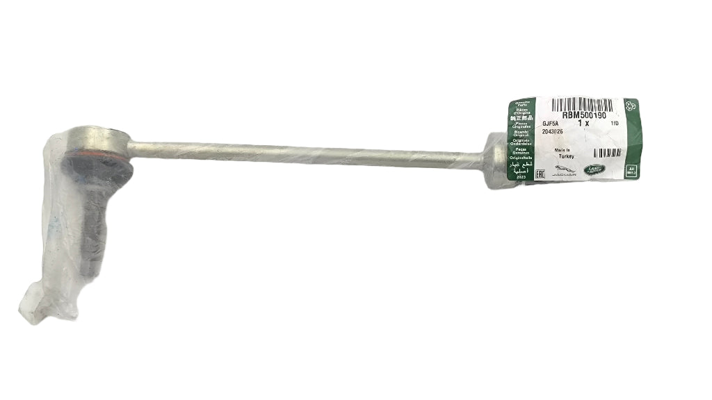 Tirante barra stabilizzatrice land rover oem rbm500190, componente auto con etichetta, in dettaglio