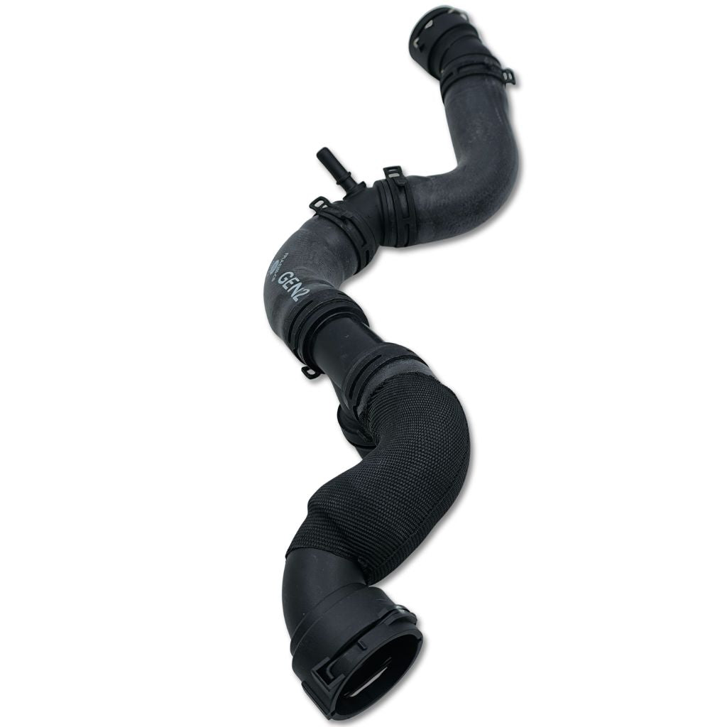 Tubo radiatore Land Rover OEM LR073371, componente per veicolo, visibile fronte con connessioni e design in plastica.