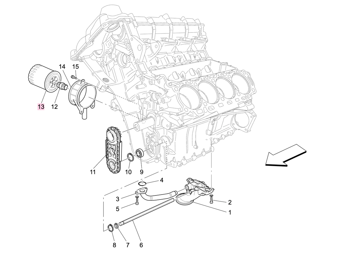 Maserati granturismo grancabrio filtro olio completo con by pass oem 289571