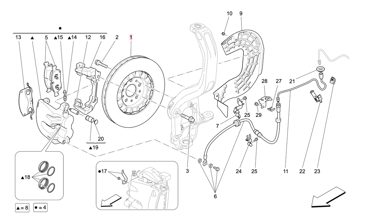 Maserati levante disco freno anteriore m161 oem 670038175