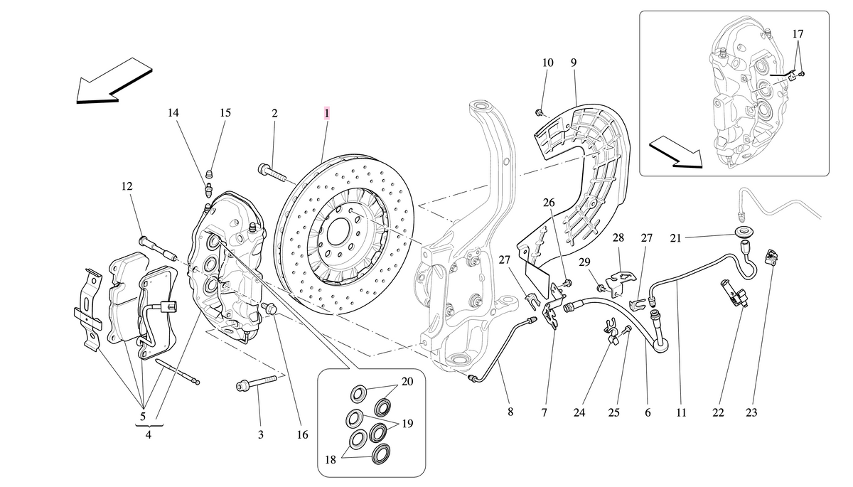 Maserati quattroporte ghibli dischi freno anteriori set 2 pezzi originale oem 670030935
