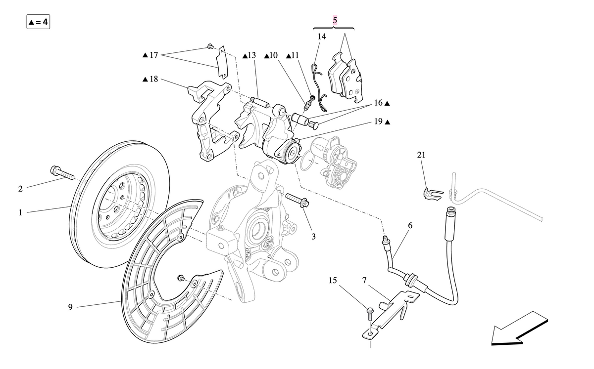 Maserati quattroporte ghibli levante kit pastiglie freno posteriore m161 oem 673004626