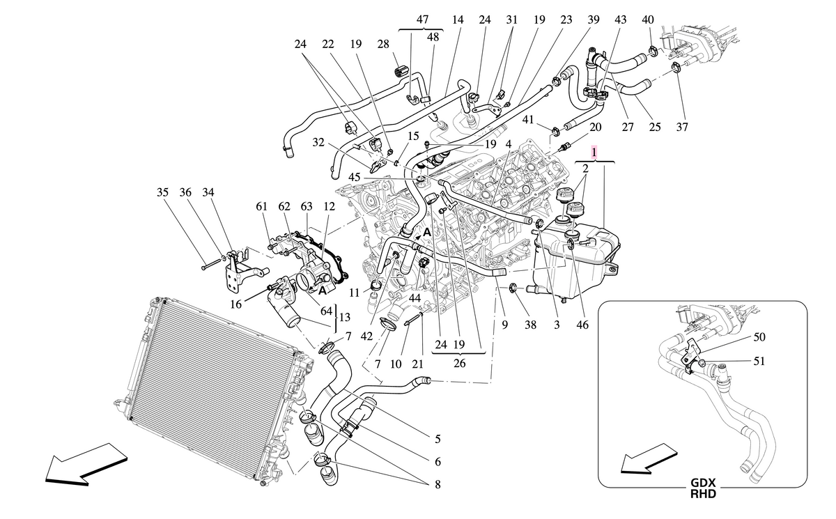 Maserati quattroporte ghibli levante serbatoio liquido raffreddamento oem 670031651