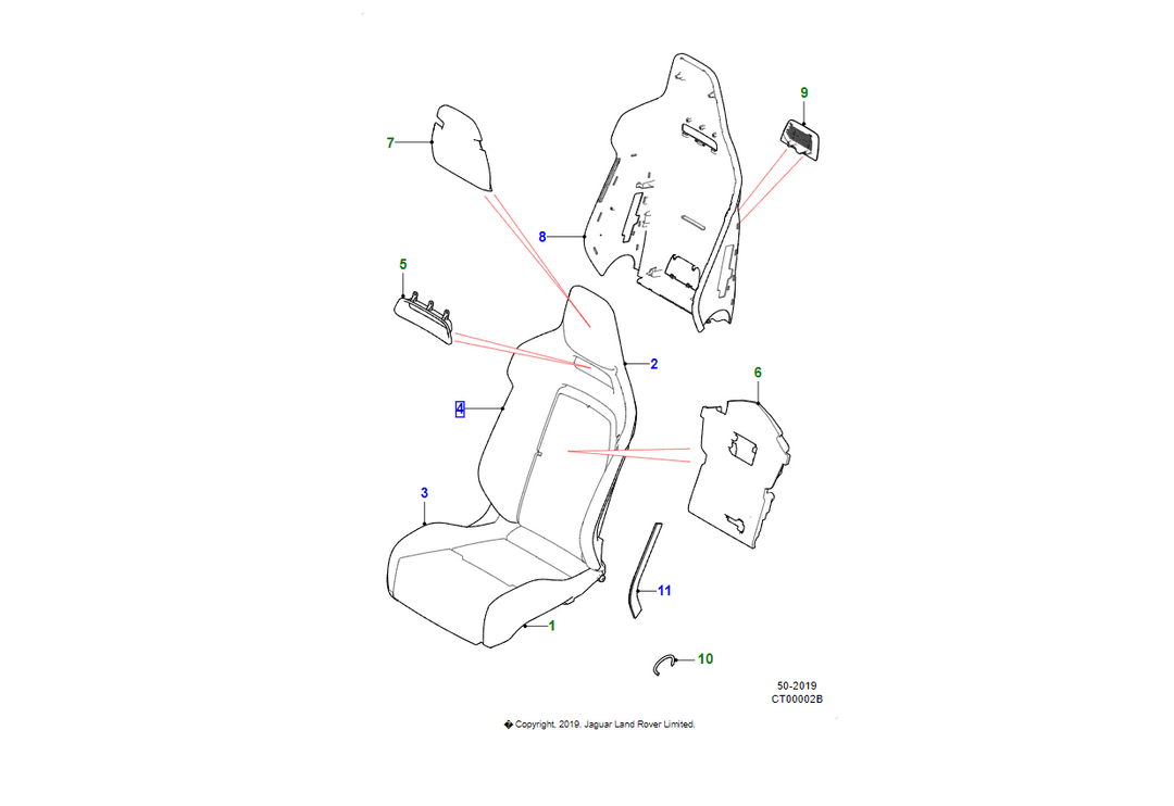 JAGUAR Fodera Schienale OEM T2R43583PVJ