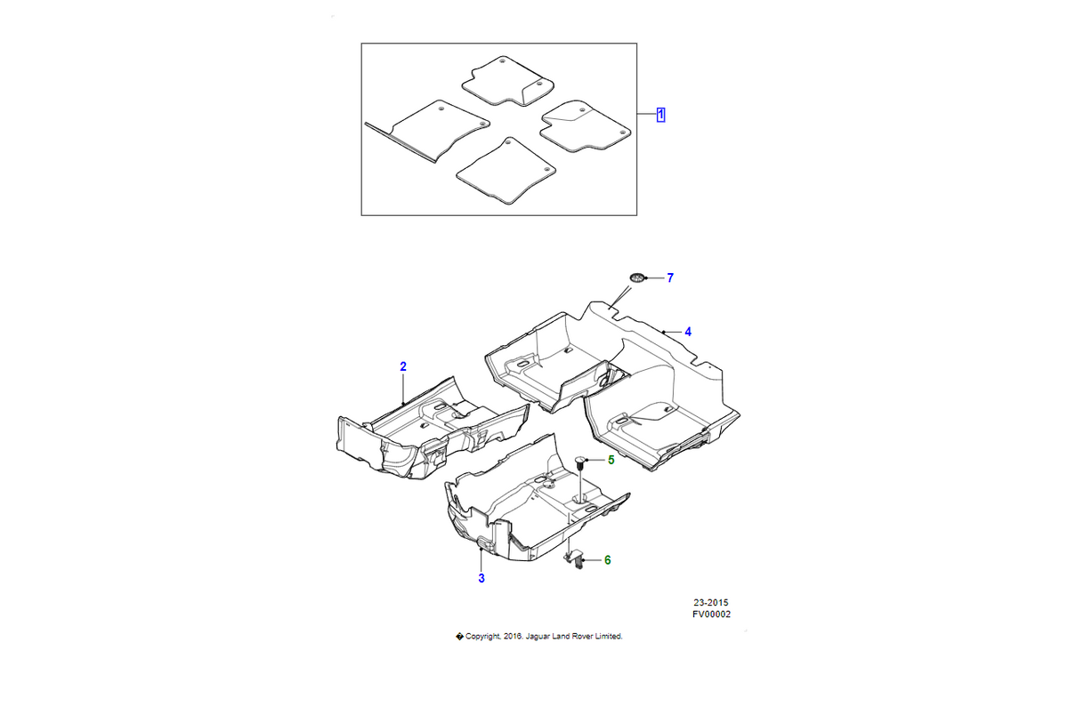 Jaguar serie di tappetini oem t2h26114pvj