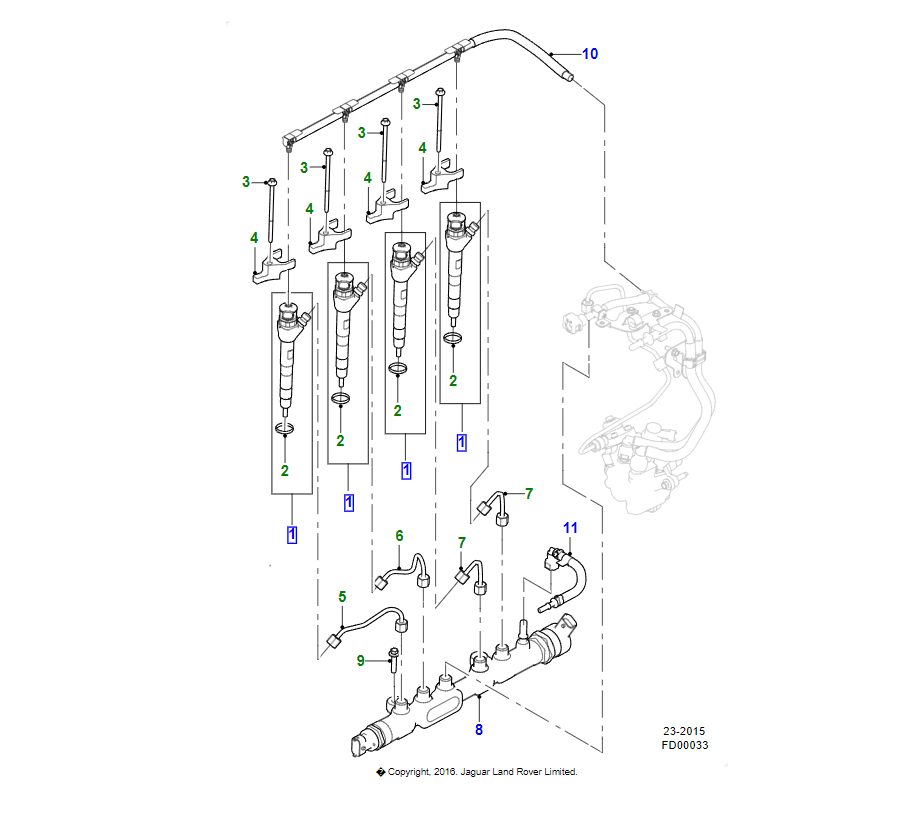Jaguar iniettore carburante oem aj813376