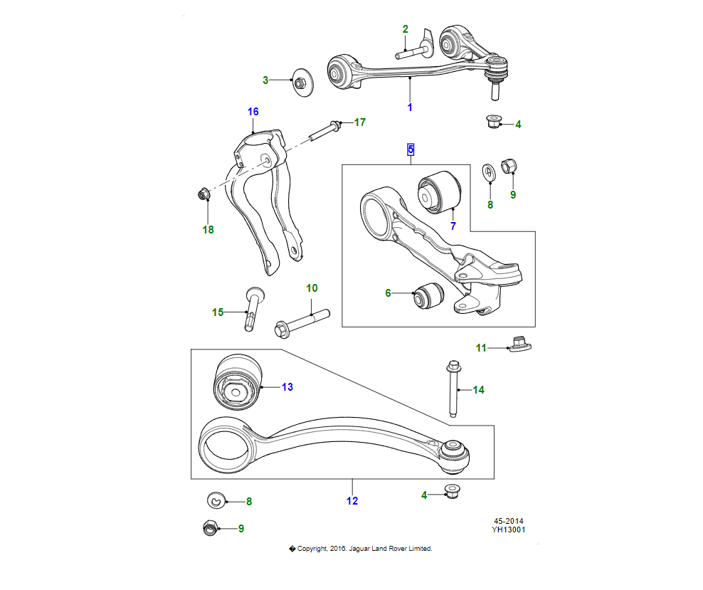 Jaguar braccio a forcella oem c2d35201