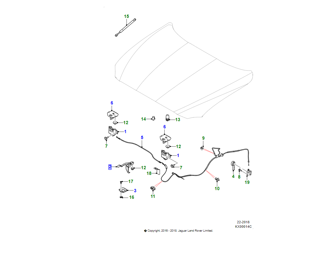 Jaguar fermo cofano oem j9c25361