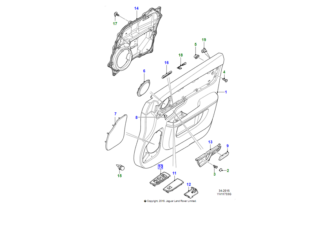 JAGUAR Maschera interruttore alzafinestre OEM C2D3431PMB
