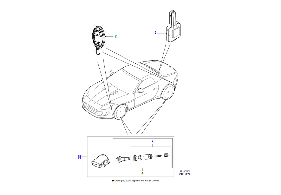 JAGUAR Kit - sensore TPMS OEM C2D43636