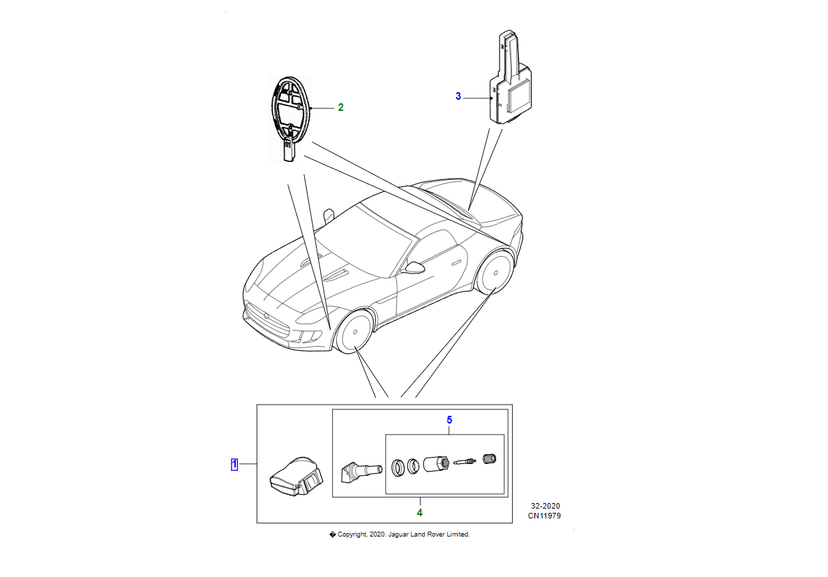 Jaguar kit   sensore tpms oem c2d43636