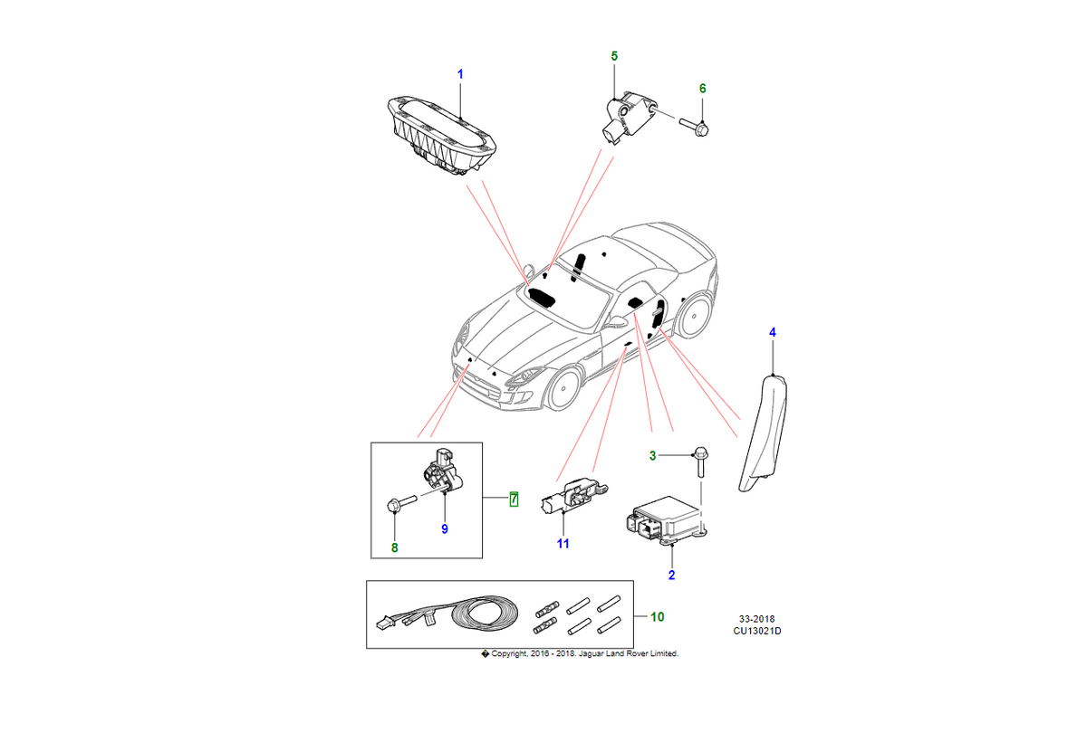 Jaguar gruppo sensore airbag oem c2z22384