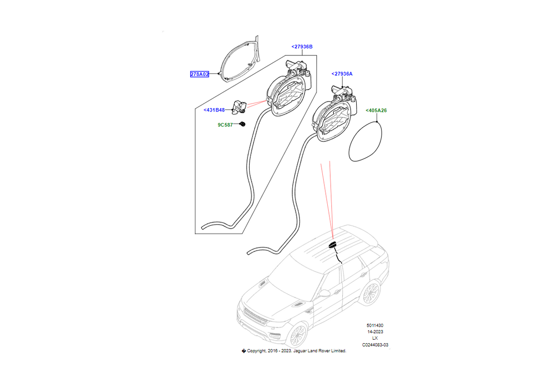 Land Rover Sportello Serbatoio E Comandi OEM LR114292