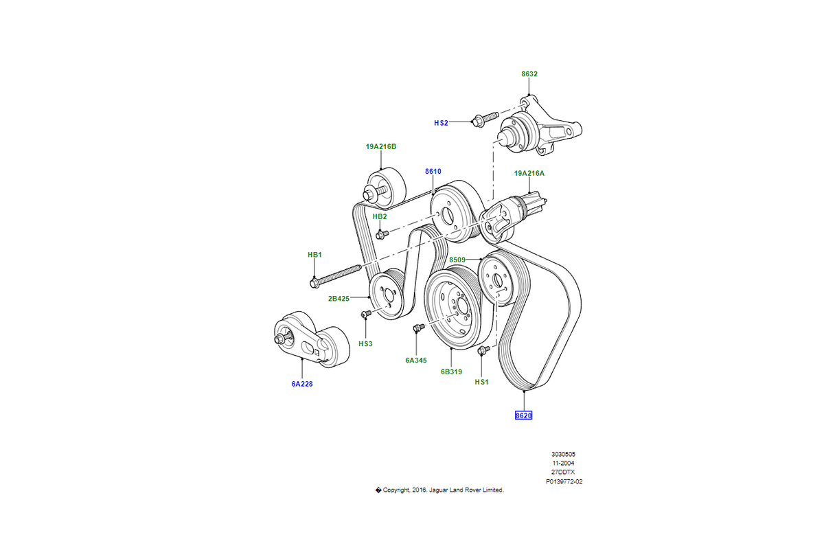 Land rover cinghia trapezoidale oem pqs500420