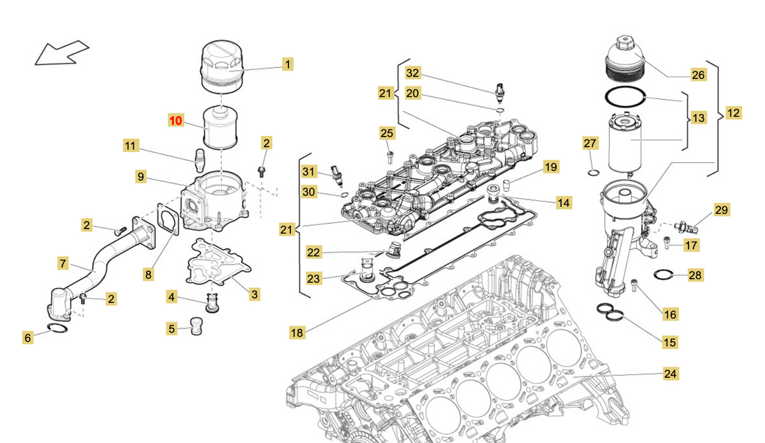 Lamborghini Gallardo Coupé Filtro Olio OEM 07L115561C