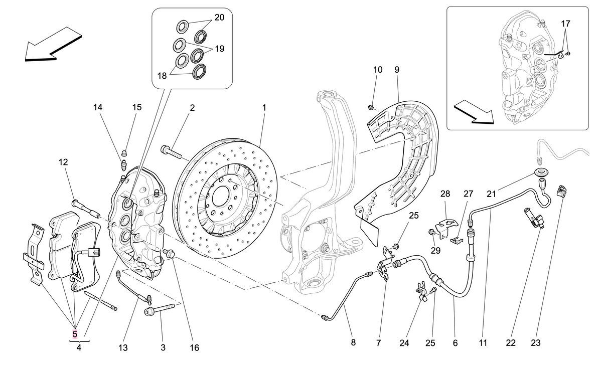 Maserati kit pastiglie freno anteriori oem 673010318