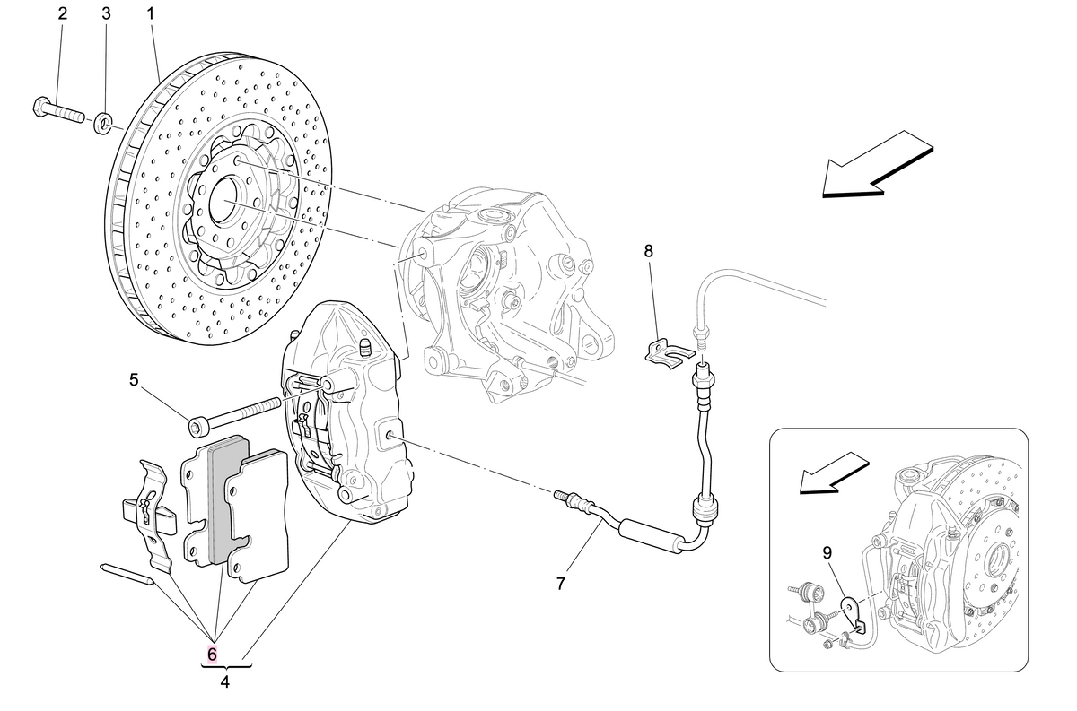Maserati mc stradale kit pastiglie freno posteriori oem 673010324