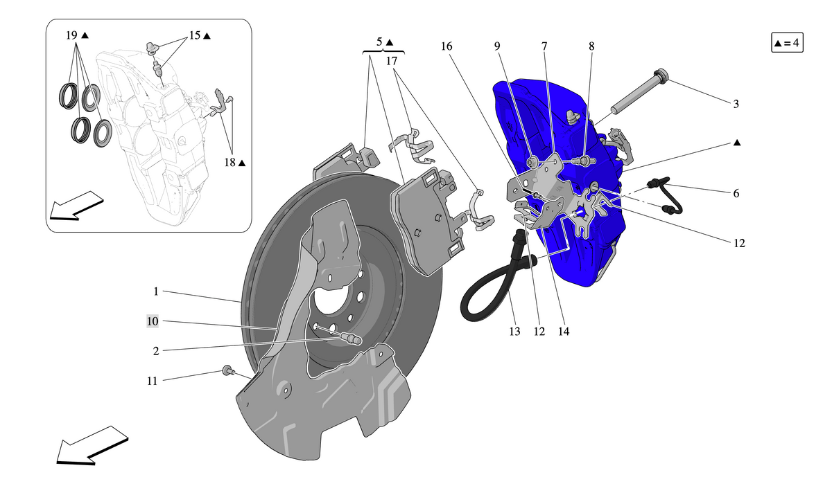 Maserati riparo disco freno anteriore destro oem 675001739