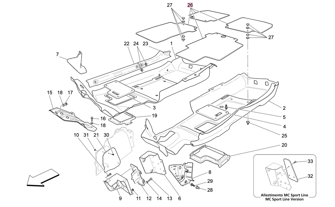 Maserati GranCabrio Sport Kit Sovrattappeti Nero Originale OEM 981606800