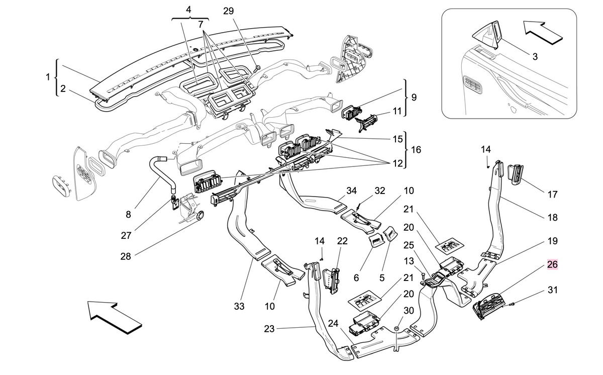 Maserati quattroporte bocchetta mobiletto originale oem 670150959