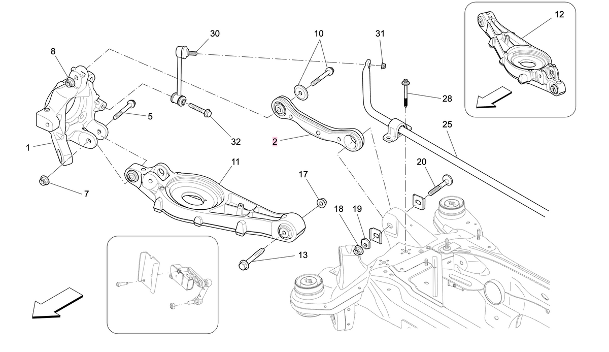 Maserati levante asta laterale sospensione posteriore originale oem 670308370